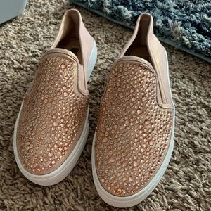 INC glitter pink slip on shoes